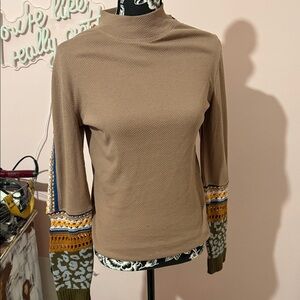 Free People Brown Multicolor Sleeve Sweatshirt